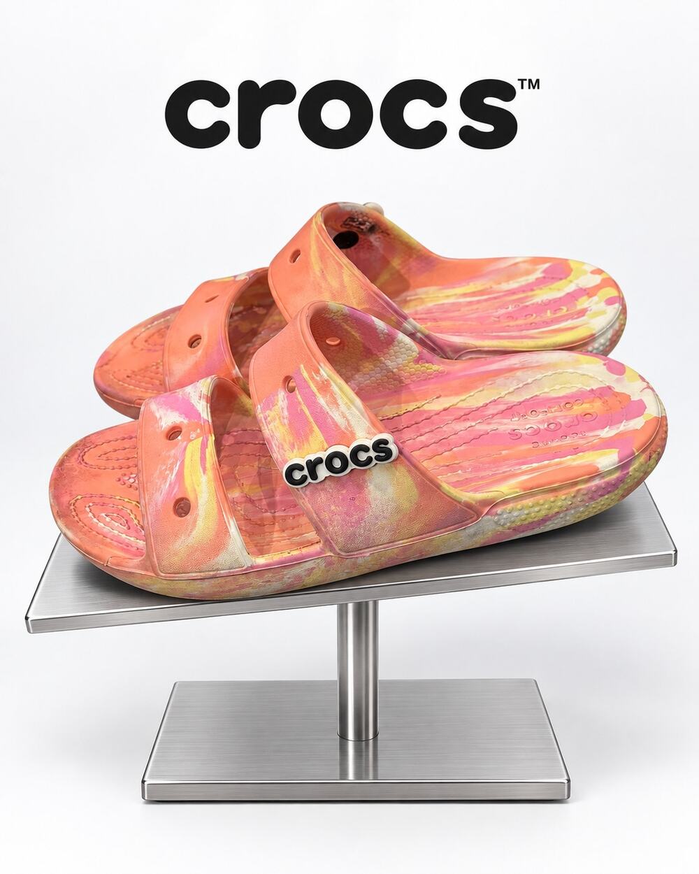 Crocs Classic Marbled Sandal Papaya Multi Slides M4/W6 Style 207701